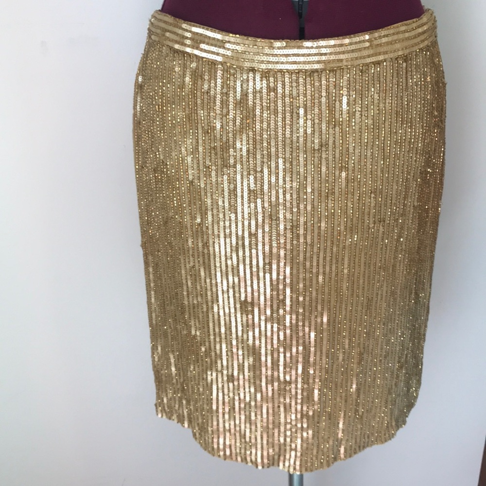 Gold sequin midi skirt